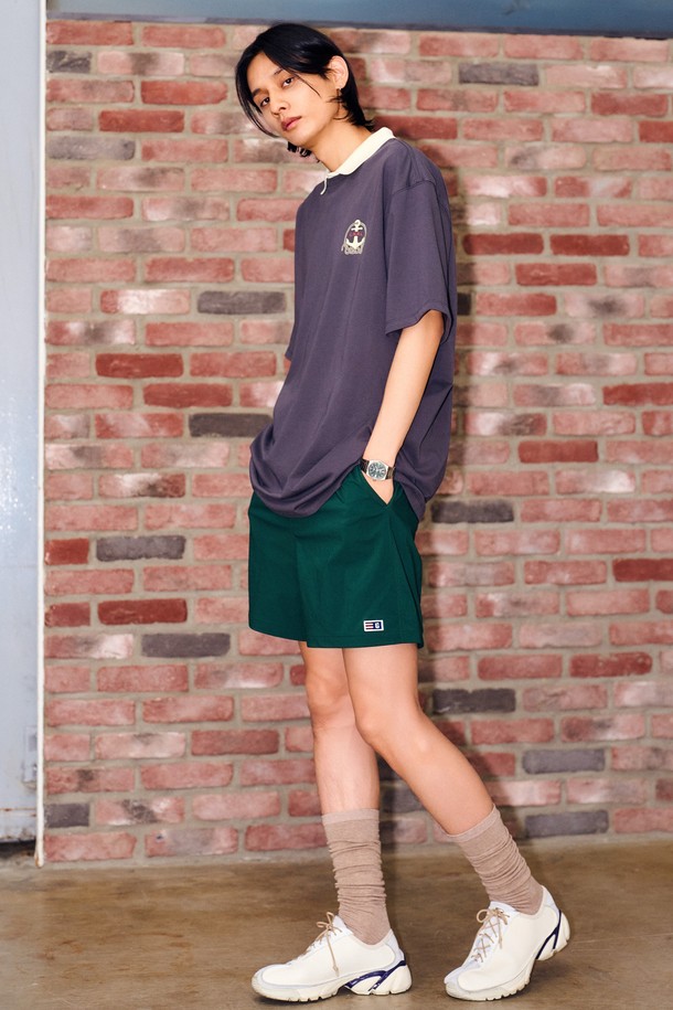 GENERAL IDEA - 하프팬츠 - [24SS] UNISEX 베이직 밴딩 쇼츠 [GREEN] / SBD2U12006