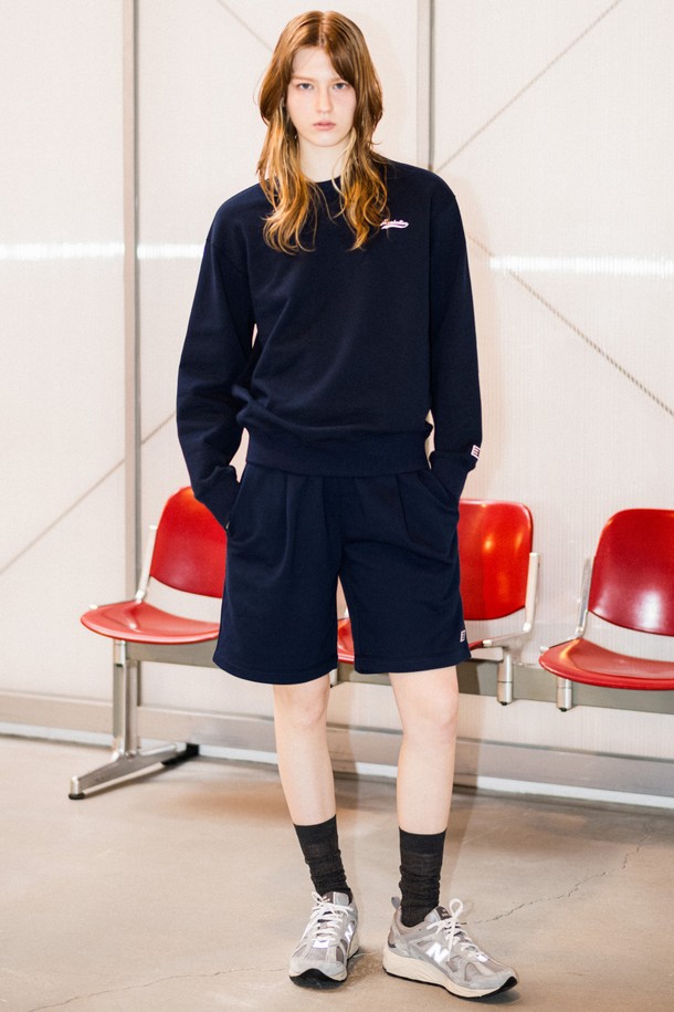 GENERAL IDEA - 하프팬츠 - [24SS] UNISEX 에센셜 코지 스웨트 하프 팬츠 [NAVY] / SBD1U52041