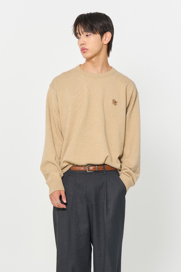 GENERAL IDEA - 스웨터 - [24FW] MAN 에센셜 크루넥 풀오버 [BEIGE] / SBD3M05001