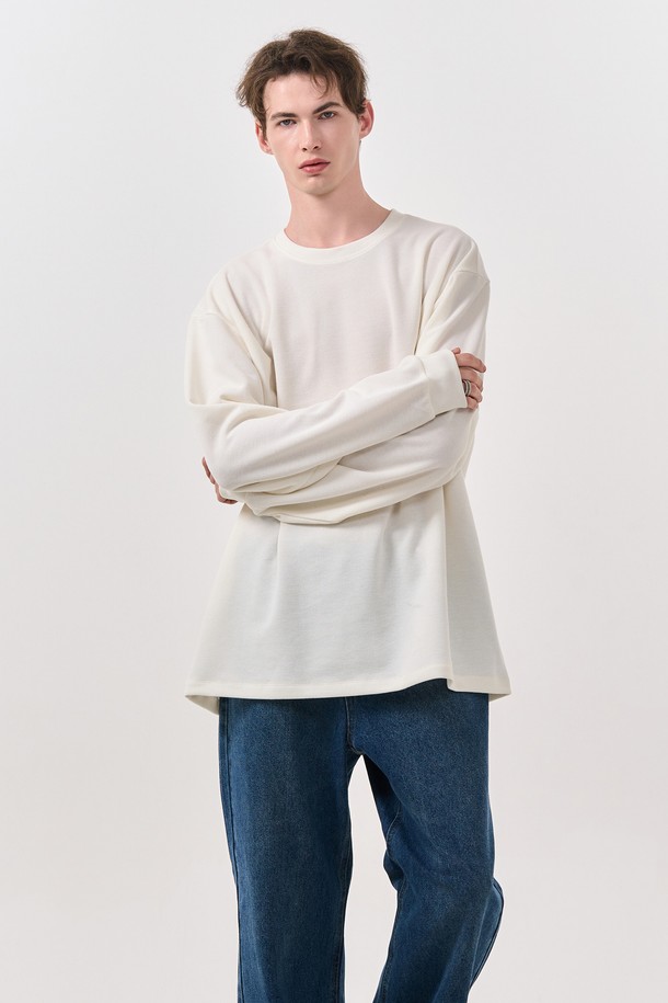 GENERAL IDEA - 긴팔티셔츠 - [24FW] UNISEX 베이직 사카리바 롱 슬리브 티 [WHITE] / SBD3U01007