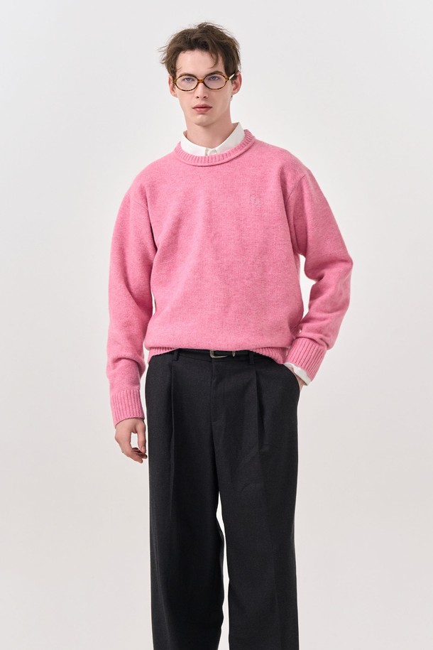 GENERAL IDEA - 스웨터 - [24FW] MAN 볼드 넥 베이직 풀오버 [PINK] / SBD4M05015