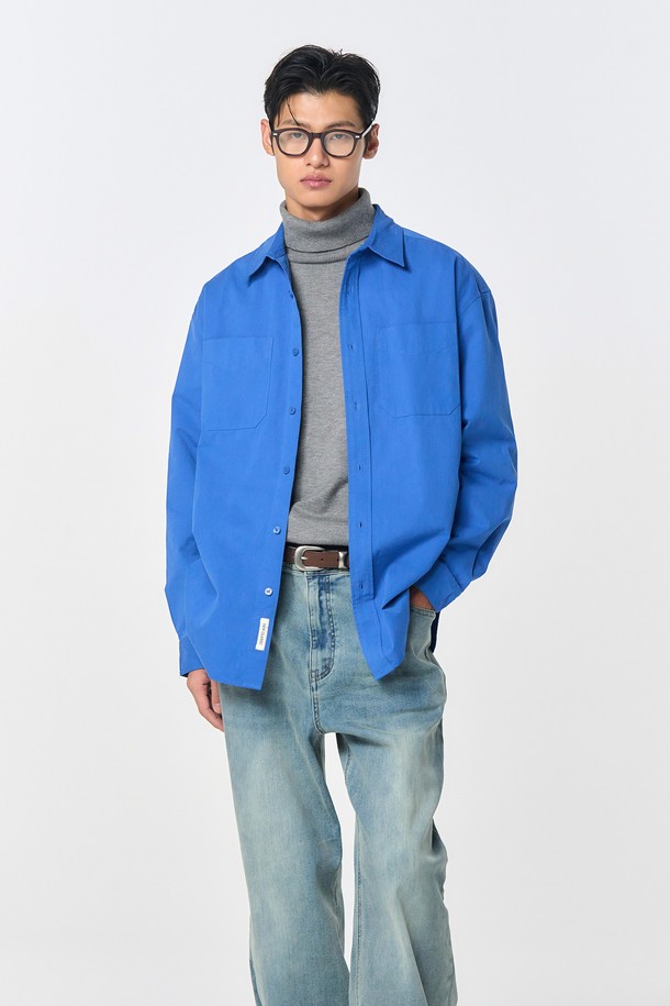 GENERAL IDEA - 긴팔셔츠 - [24FW] UNISEX 워시드 워크 셔츠 [BLUE] / SBD4U03010