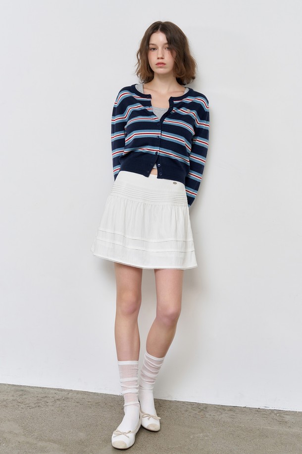 GENERAL IDEA - 가디건 - [25SS] WOMAN 멀티 스트라이프 크루넥 가디건 [NAVY]/WBE1L04504