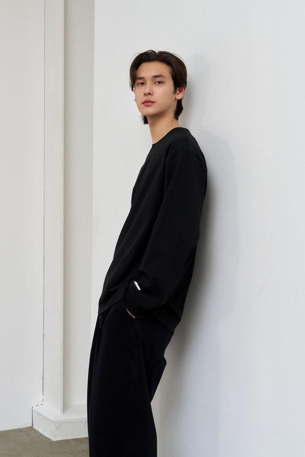 GENERAL IDEA - 긴팔티셔츠 - [25SS] UNISEX 쿨링 롱 슬리브 티 [BLACK] / SBE1U01004