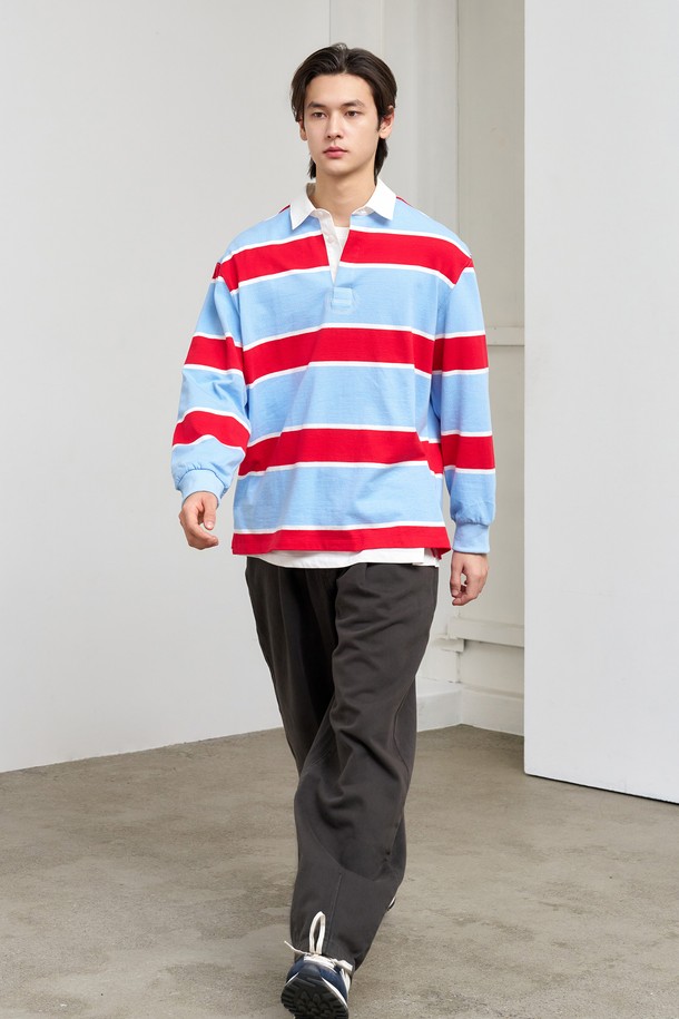 GENERAL IDEA - 긴팔티셔츠 - [25SS] UNISEX 클래식 럭비 티셔츠 [BLUE] / SBE1U01008