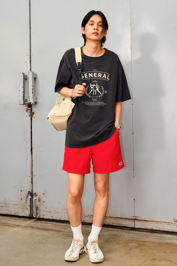 GENERAL IDEA - 하프팬츠 - [24SS] UNISEX 베이직 밴딩 쇼츠 [RED] / SBD2U12006