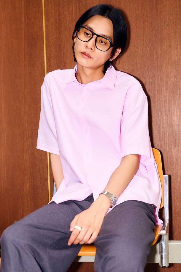 GENERAL IDEA - 반팔셔츠 - [24SS] UNISEX 베이직 옥스포드 하프 셔츠 [PINK] / SBD2U03003