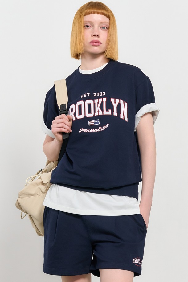 GENERAL IDEA - 반팔티셔츠 - [24SS] UNISEX 브루클린 미니 쭈리 하프 세트 [NAVY] / SBD2U51042SET