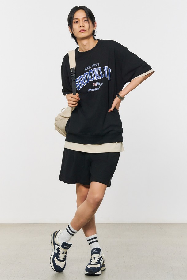 GENERAL IDEA - 반팔티셔츠 - [24SS] UNISEX 브루클린 미니 쭈리 하프 세트 [BLACK] / SBD2U51042SET