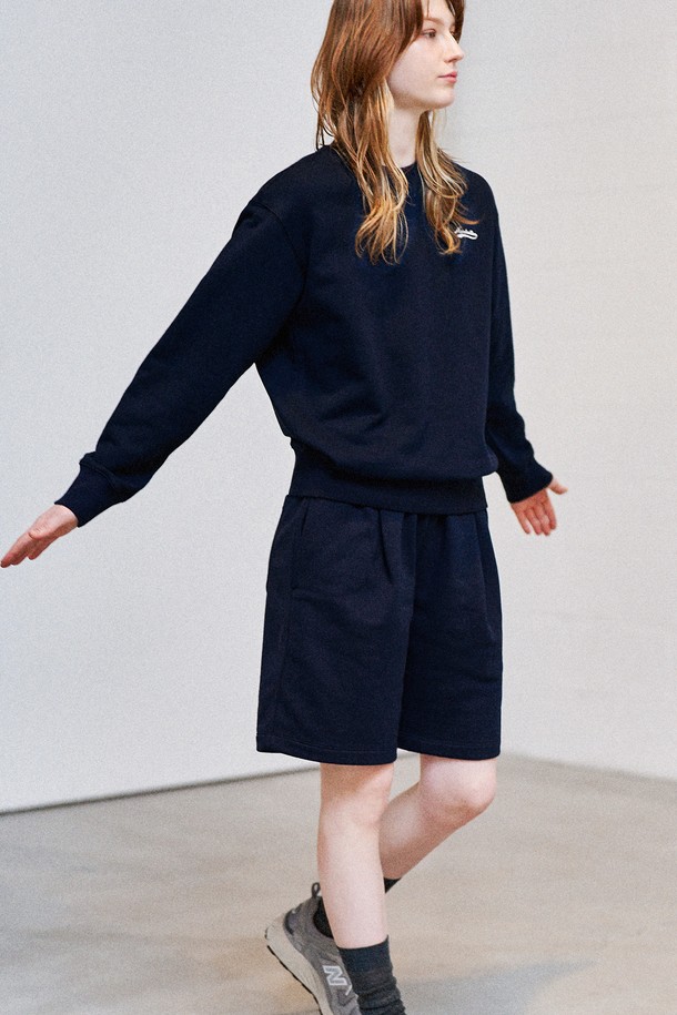 GENERAL IDEA - 하프팬츠 - [24SS] UNISEX 에센셜 코지 스웨트 하프 팬츠 [NAVY] / SBD1U52041