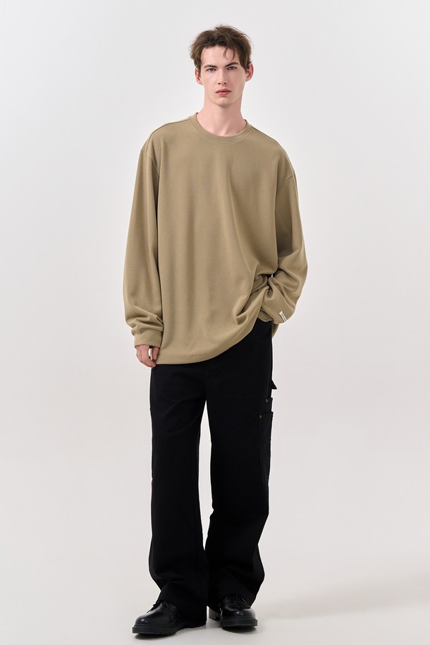 GENERAL IDEA - 긴팔티셔츠 - [24FW] UNISEX 베이직 사카리바 롱 슬리브 티 [BEIGE] / SBD3U01007