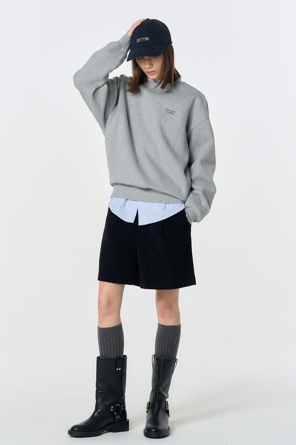 GENERAL IDEA - 스웨트셔츠 - [24FW] UNISEX 선데이 오버핏 기모 맨투맨 [MELANGE GREY] / SBD4U02015