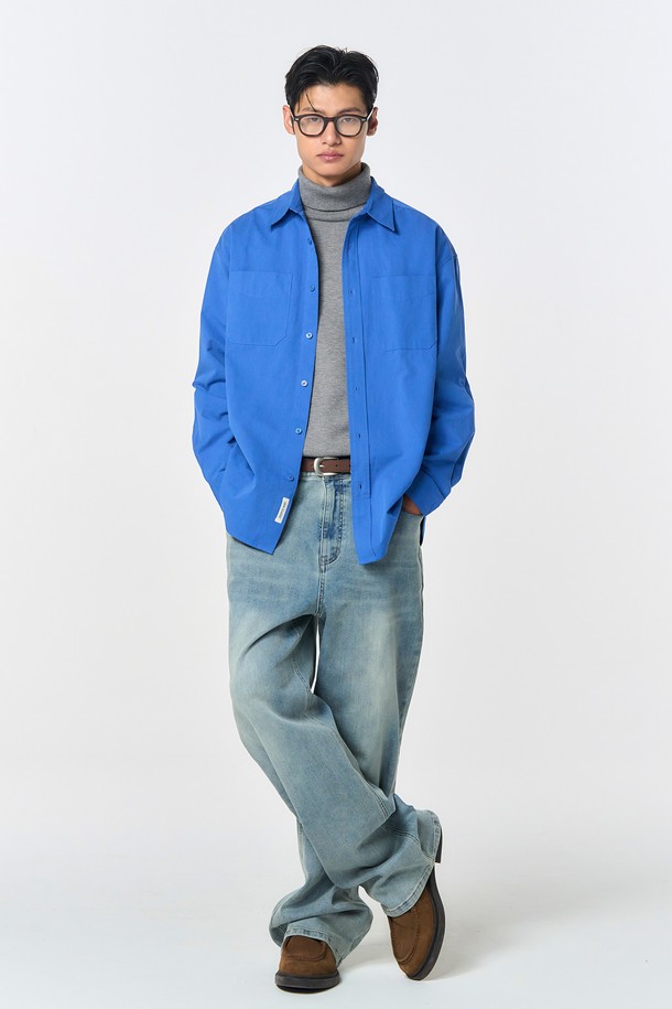 GENERAL IDEA - 긴팔셔츠 - [24FW] UNISEX 워시드 워크 셔츠 [BLUE] / SBD4U03010