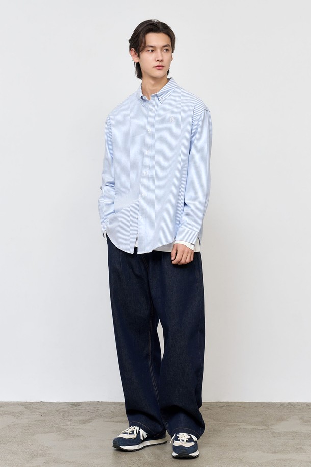 GENERAL IDEA - 캐주얼팬츠 - [25SS] MEN 논페이드 커브드 데님 팬츠 [NAVY] / SBE1U11005