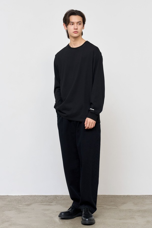 GENERAL IDEA - 긴팔티셔츠 - [25SS] UNISEX 쿨링 롱 슬리브 티 [BLACK] / SBE1U01004