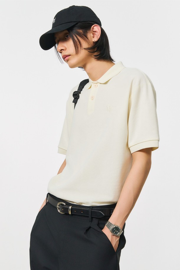 GENERAL IDEA - 반팔티셔츠 - [24SS] UNISEX 솔리드 폴로 반팔 티셔츠 [CREAM] / SBD2U01018