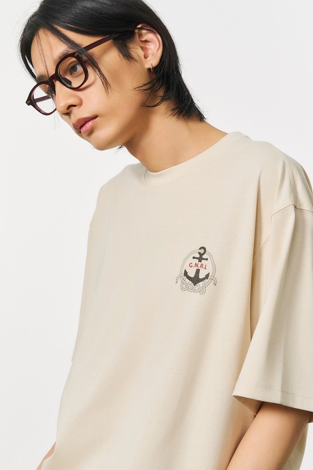 GENERAL IDEA - 반팔티셔츠 - [24SS] UNISEX 앵커 반팔 티셔츠 [SAND BEIGE] / SBD2U01014