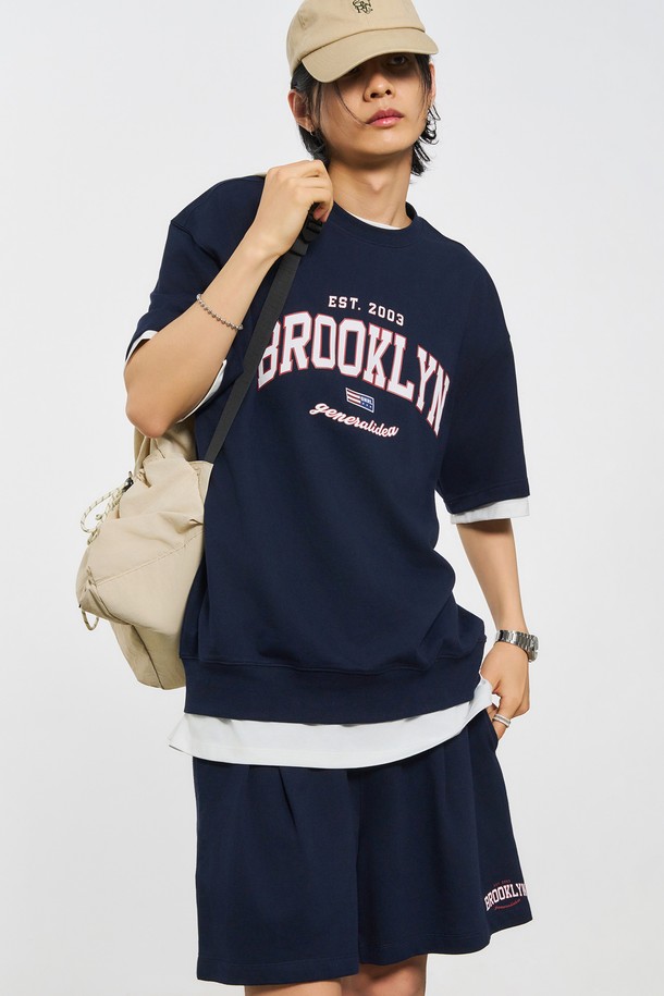 GENERAL IDEA - 반팔티셔츠 - [24SS] UNISEX 브루클린 미니 쭈리 하프 세트 [NAVY] / SBD2U51042SET