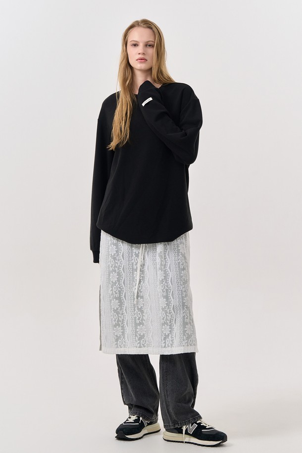 GENERAL IDEA - 긴팔티셔츠 - [24FW] UNISEX 베이직 사카리바 롱 슬리브 티 [BLACK] / SBD3U01007