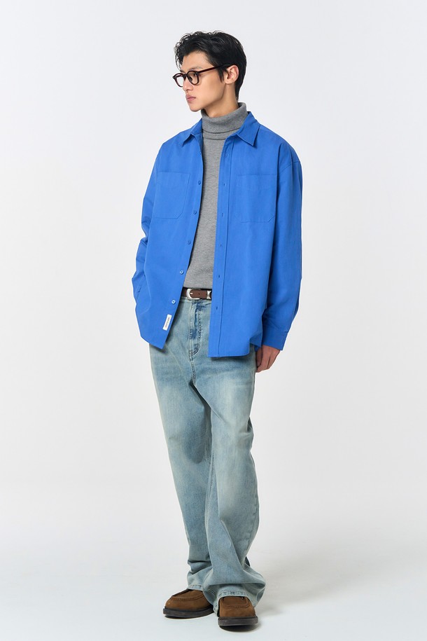 GENERAL IDEA - 긴팔셔츠 - [24FW] UNISEX 워시드 워크 셔츠 [BLUE] / SBD4U03010