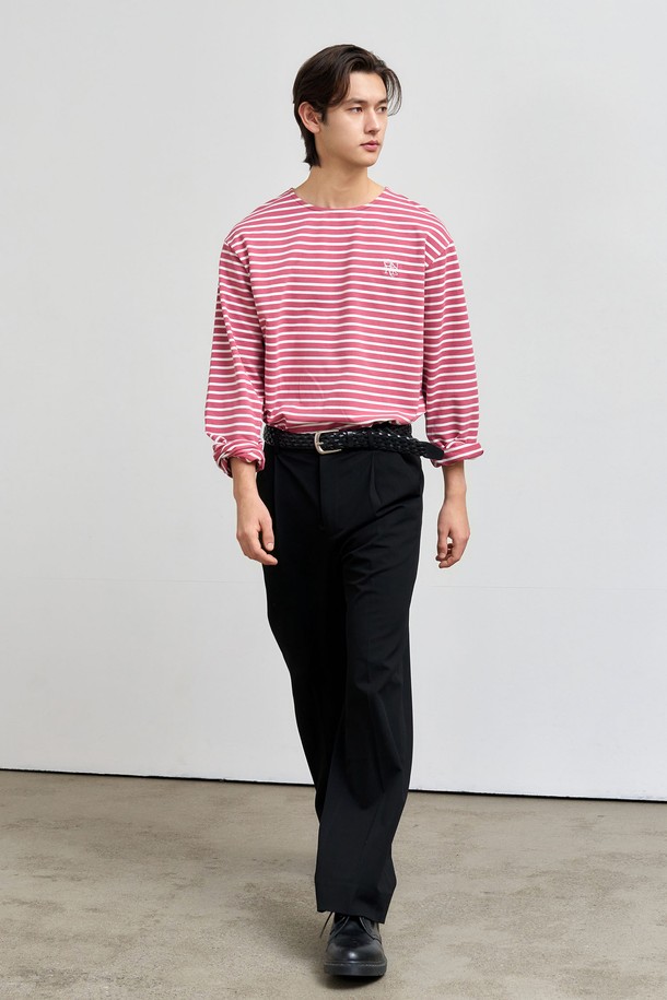 GENERAL IDEA - 긴팔티셔츠 - [25SS] MEN 롱슬리브 보더 티셔츠 [MAUVE PINK] / SBE1U01003