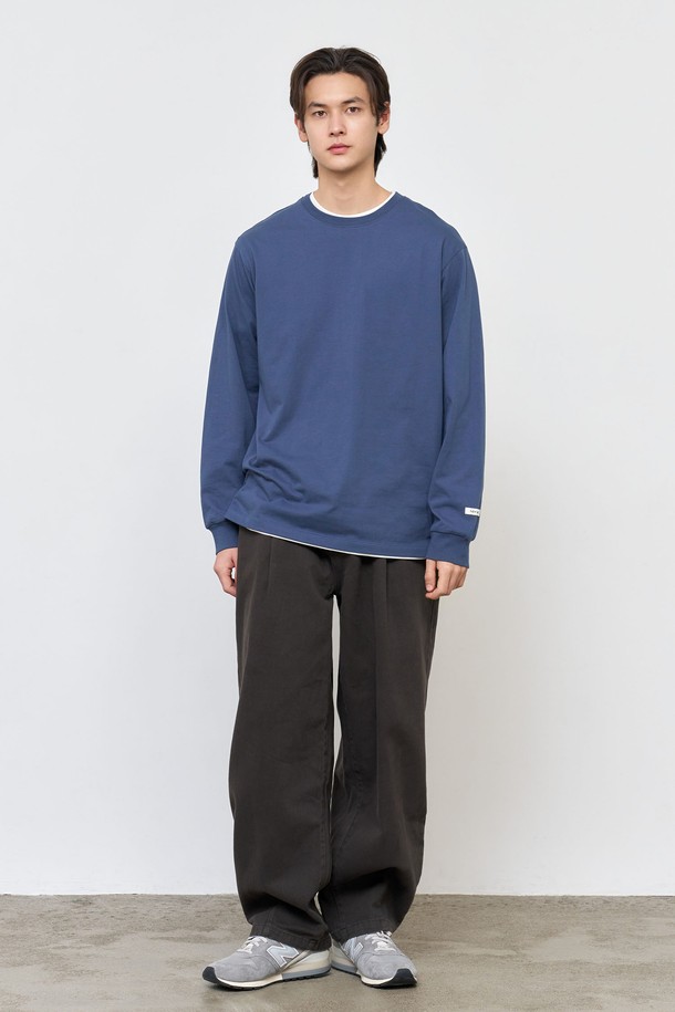 GENERAL IDEA - 긴팔티셔츠 - [25SS] UNISEX 쿨링 롱 슬리브 티 [DUST BLUE] / SBE1U01004