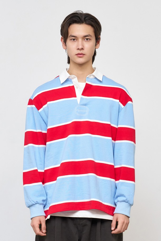 GENERAL IDEA - 긴팔티셔츠 - [25SS] UNISEX 클래식 럭비 티셔츠 [BLUE] / SBE1U01008