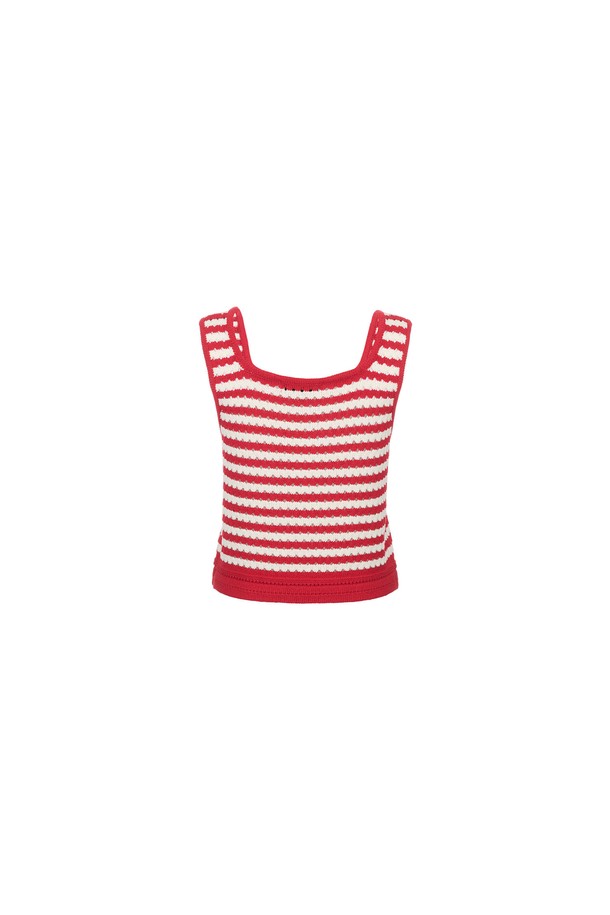 GENERAL IDEA - 베스트 - [24SS] WOMAN 크로셰 스트라이프 니트 베스트 [RED] / WBD2L05538