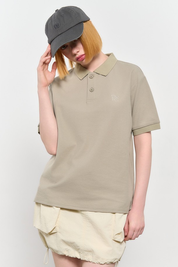 GENERAL IDEA - 반팔티셔츠 - [24SS] UNISEX 솔리드 폴로 반팔 티셔츠 [KHAKI BEIGE] / SBD2U01018