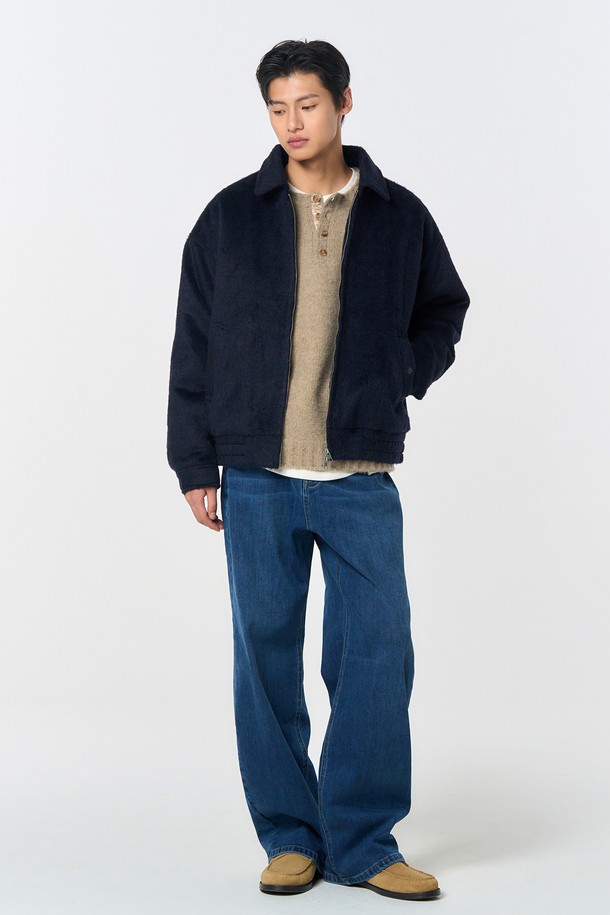 GENERAL IDEA - 데님 - [24FW] MAN 기모 스트레치 스트레이트 데님 팬츠 [NAVY] / SBD3M11102