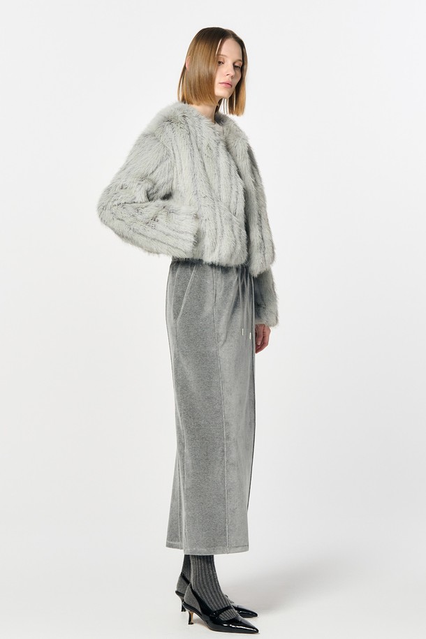 GENERAL IDEA - 자켓 - [24FW] WOMAN 노카라 퍼 자켓 [GREY] / WBD4L09520