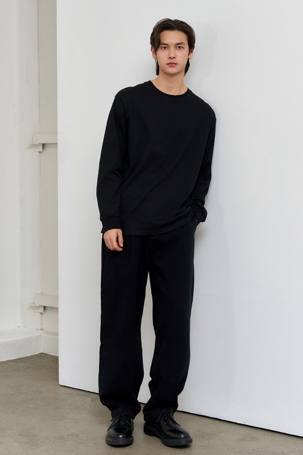 GENERAL IDEA - 긴팔티셔츠 - [25SS] UNISEX 쿨링 롱 슬리브 티 [BLACK] / SBE1U01004