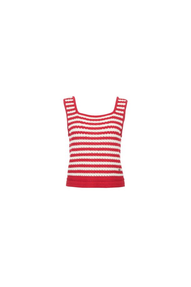GENERAL IDEA - 베스트 - [24SS] WOMAN 크로셰 스트라이프 니트 베스트 [RED] / WBD2L05538