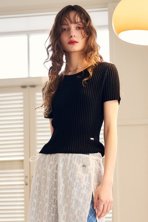 [24SS] WOMAN 텍스처드 하프 니트 [BLACK] / WBD2L05534