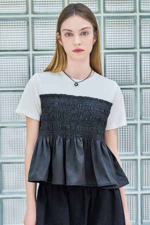 [24SS] WOMAN 스모킹 레이어드 하프 티셔츠 [BLACK] / WBD2L01538