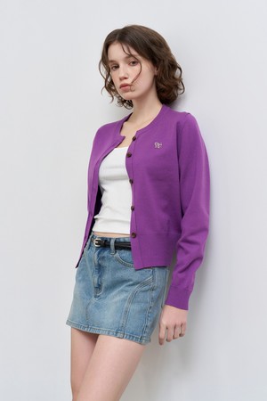 [25SS] WOMAN 에센셜 크루넥 가디건 [PURPLE] / WBD3L04501