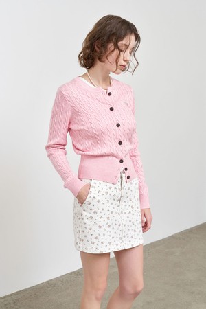 [25SS]WOMAN GNRL 슈퍼파인 울 케이블가디건 [PINK] /WBD3L04505