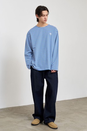 [25SS] MEN 롱슬리브 보더 티셔츠 [DUST BLUE] / SBE1U01003