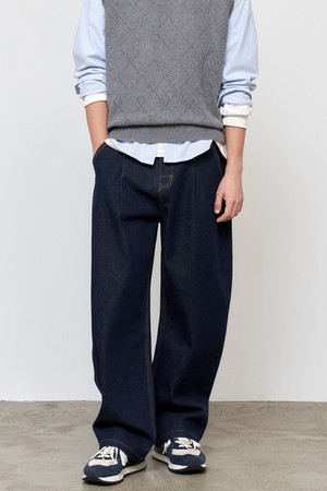 [25SS] MEN 논페이드 커브드 데님 팬츠 [NAVY] / SBE1U11005