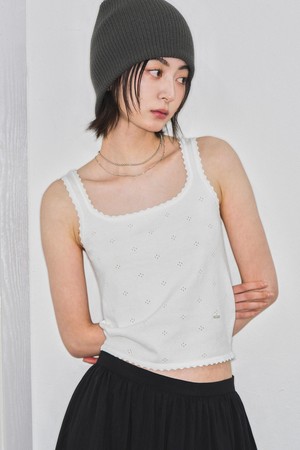 [25SS] WOMAN 펀칭 레이스 니트 슬리브리스 [WHITE] / WBE1L43540