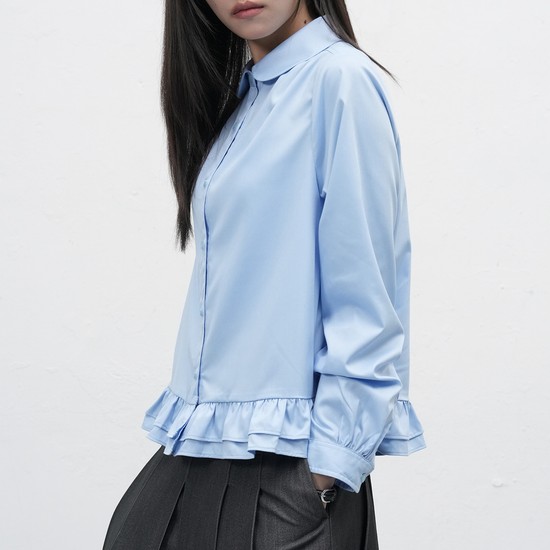 [25FW] WOMAN 라운드 카라 프릴 블라우스 [3COL] / WBE3L03513