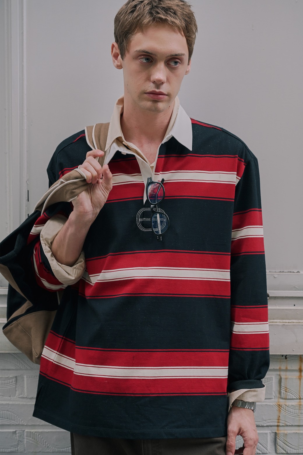 제너럴아이디어] UNISEX 클래식 볼드 스트라이프 럭비 티셔츠