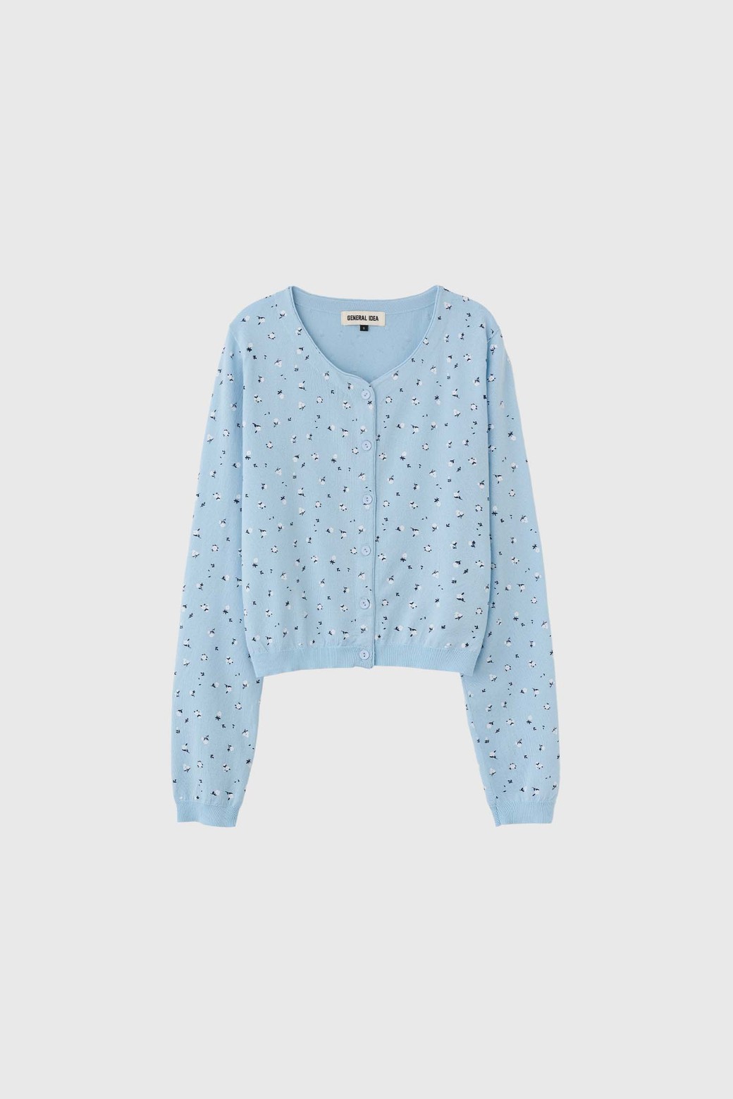 GENERAL IDEA - 가디건 - [25SS] WOMAN 플라워 프린트 가디건 [BLUE] / WBE2L04531
