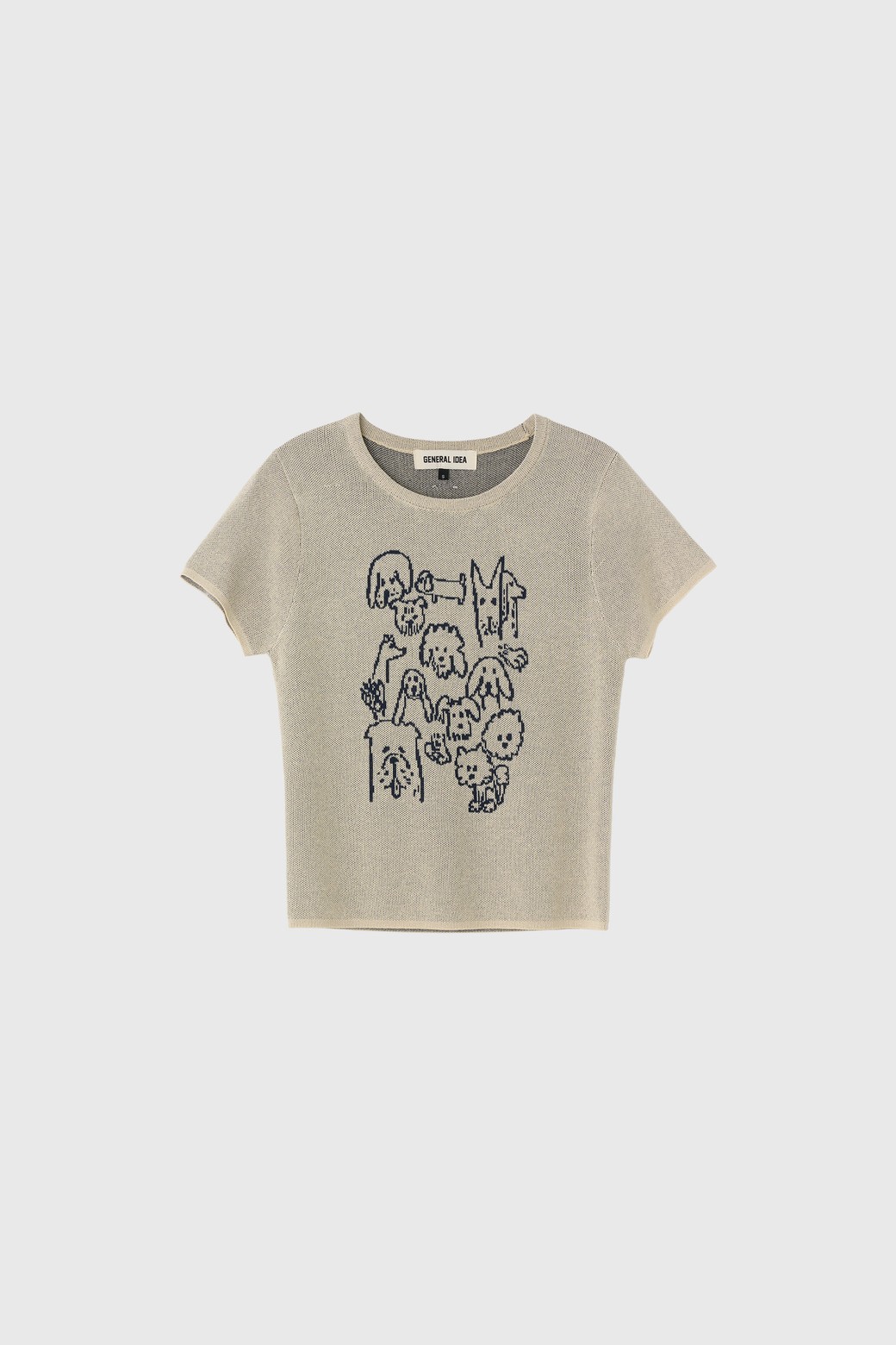 GENERAL IDEA - 스웨터 - [25SS] WOMAN 퍼피 프렌즈 자카드 하프 니트 [BEIGE] / WBE2L05539