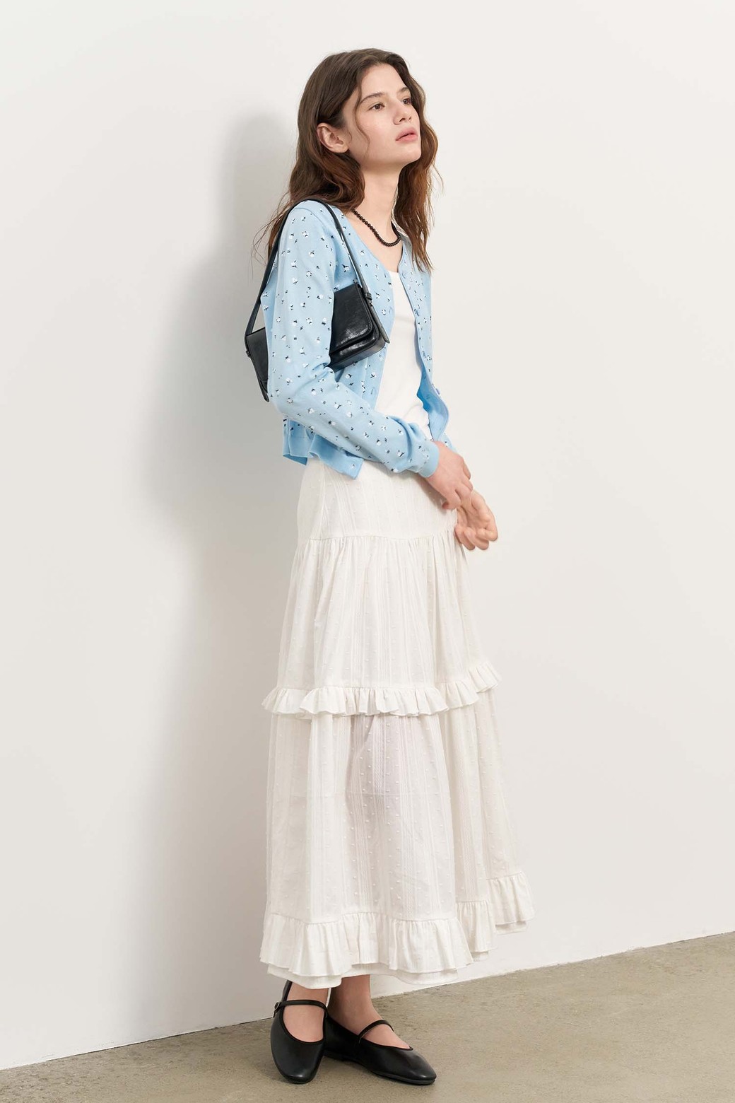 GENERAL IDEA - 가디건 - [25SS] WOMAN 플라워 프린트 가디건 [BLUE] / WBE2L04531