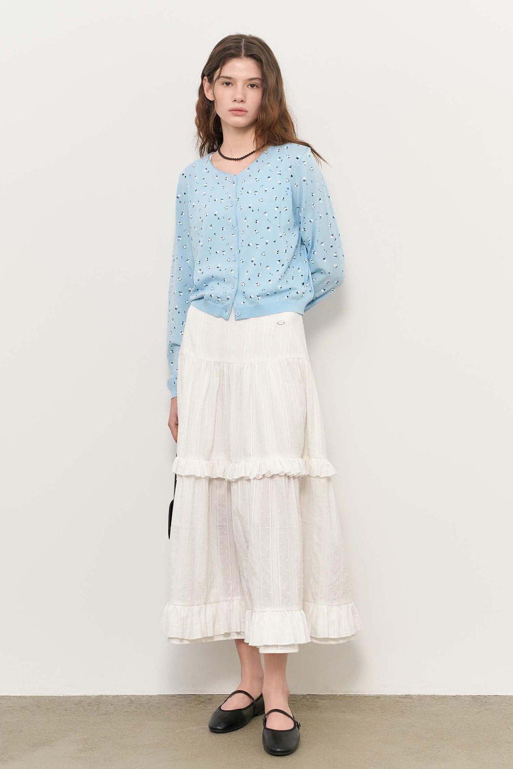 GENERAL IDEA - 가디건 - [25SS] WOMAN 플라워 프린트 가디건 [BLUE] / WBE2L04531