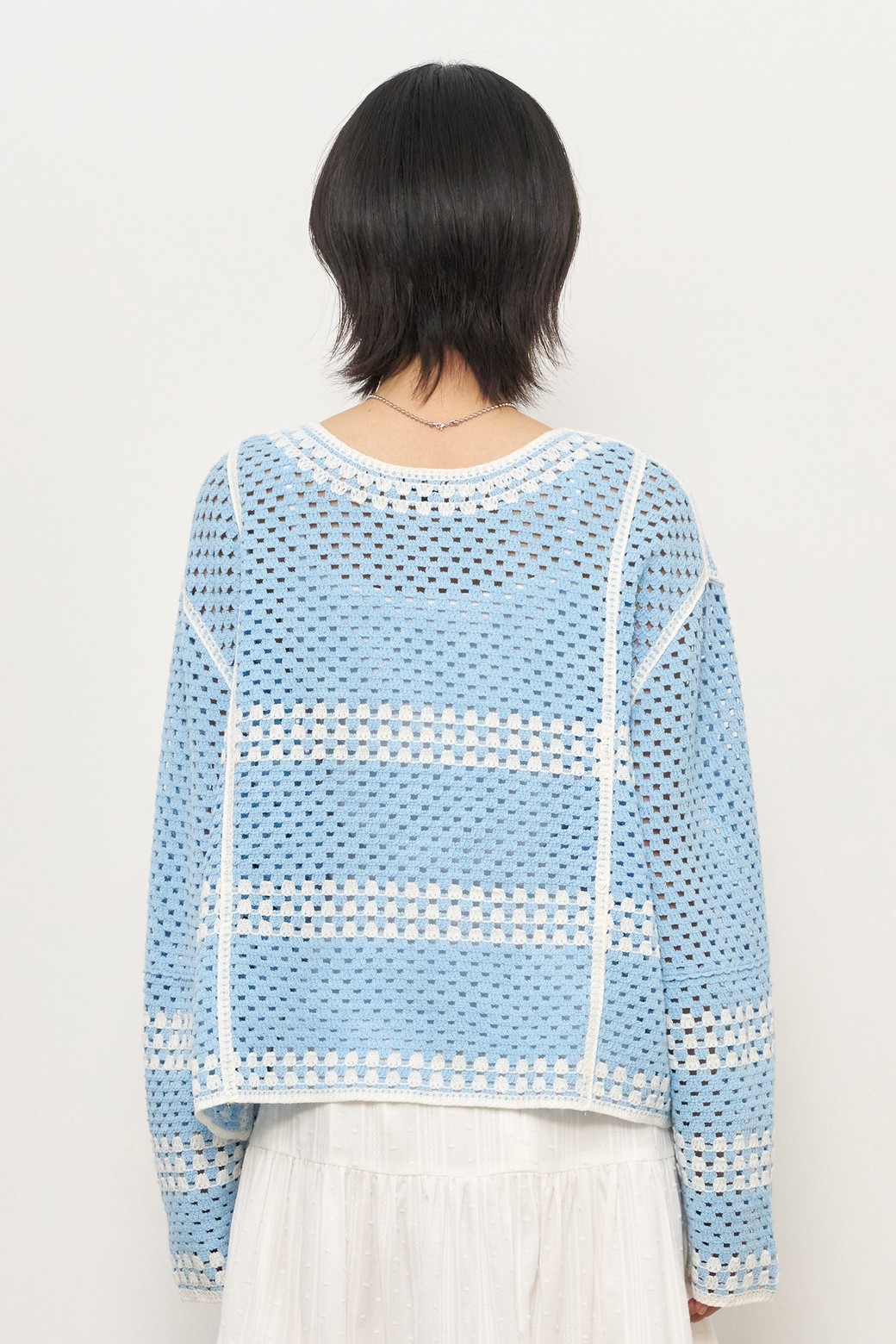 GENERAL IDEA - 가디건 - [25SS] WOMAN 크로셰 루즈핏 가디건 [SKY BLUE] / WBE2L04526