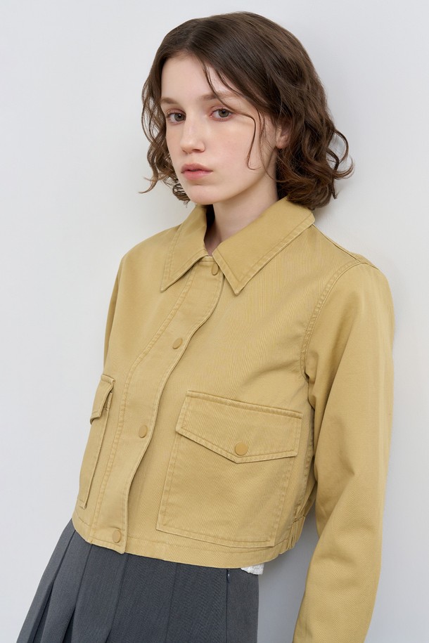 GENERAL IDEA - 자켓 - [25SS] WOMAN 숏 집업 코튼 자켓 [BEIGE] / WBE1L07504