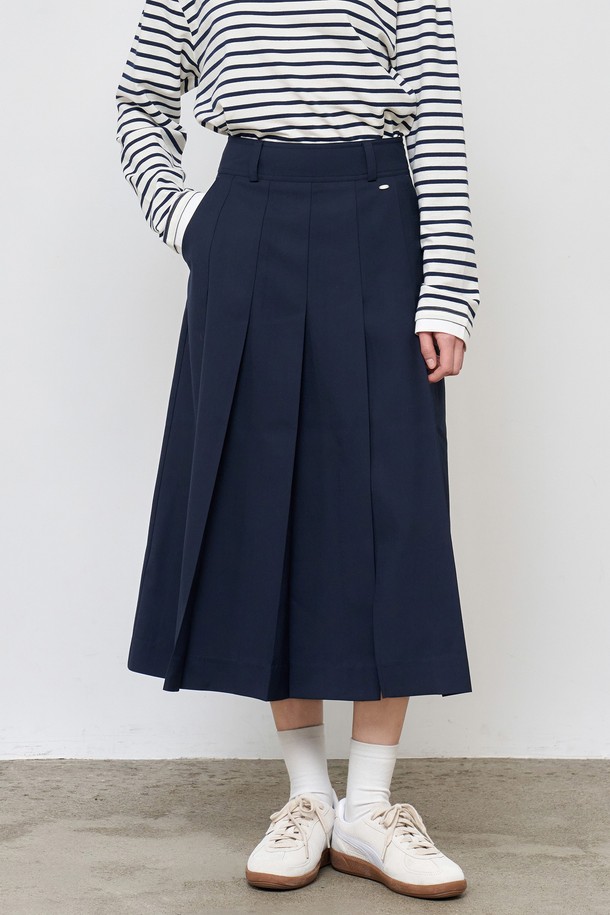 GENERAL IDEA - 롱스커트 - [25SS] WOMAN 볼드 플리츠 롱스커트 [NAVY] / WBE1L13502