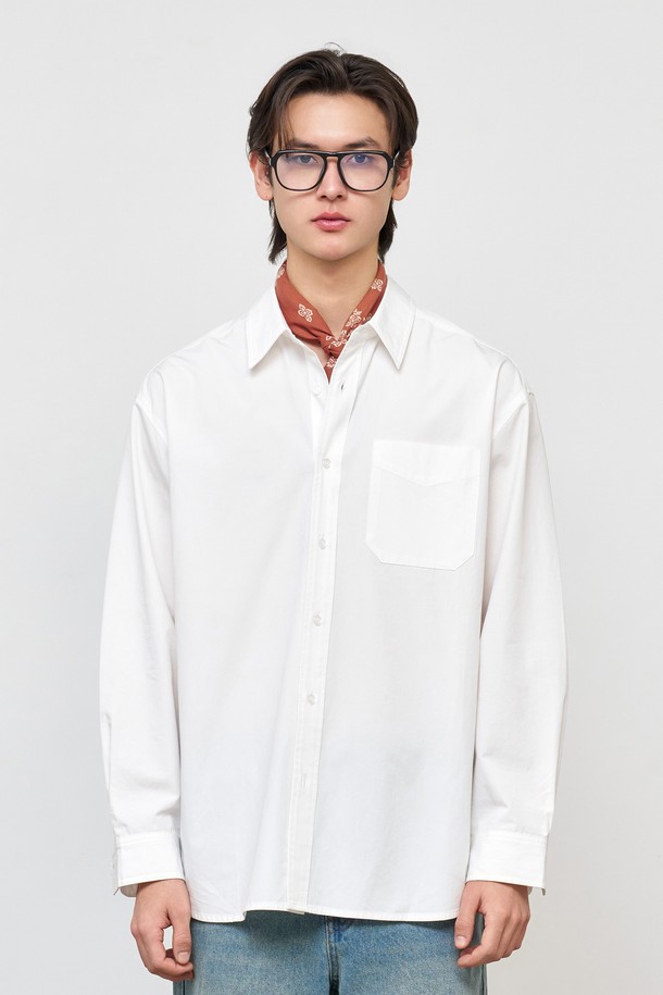 GENERAL IDEA - 긴팔셔츠 - [25SS] MAN 루즈핏 베이직 셔츠 [WHITE] / SBE1M03001